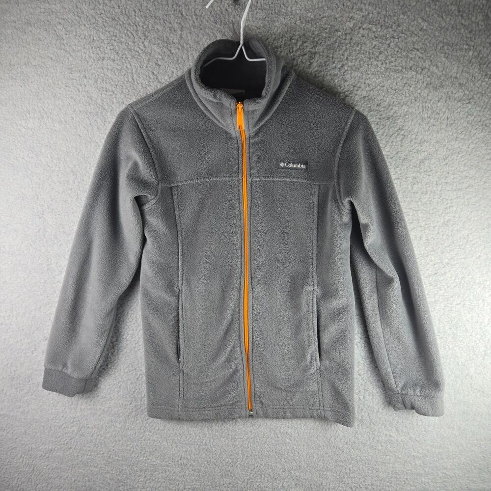 Columbia Jacket Steens Mountain Boys M Gray Long Sleeve Full Zip Collared